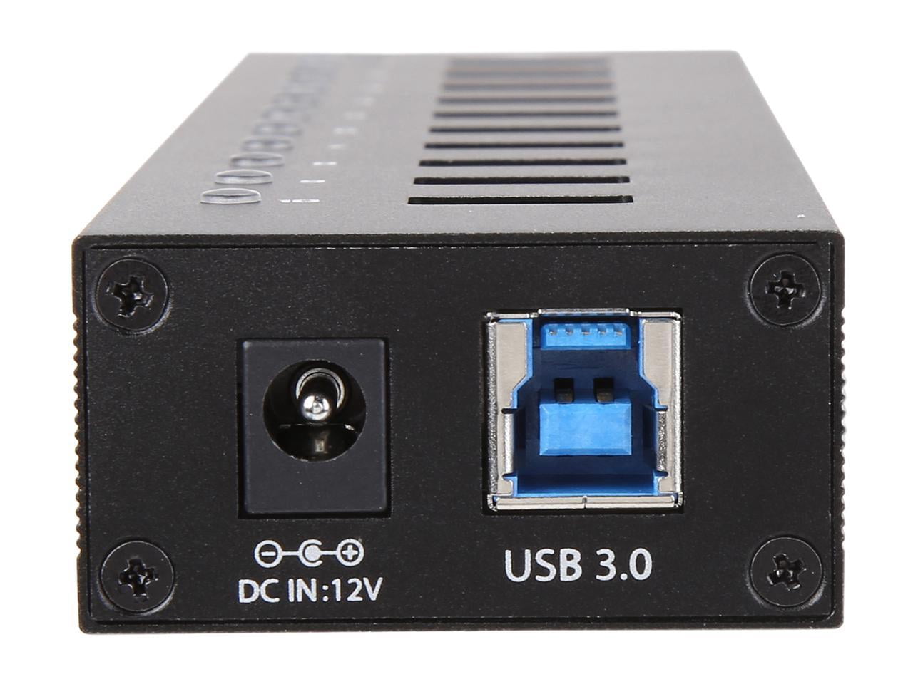 VANTEC UGT-AH110U3-BK 10-Port USB 3.0 Aluminum Hub with 12V/5A Premium Power Adapter