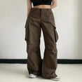 thumbnail image 2 of Pantalon Parachute pour Femmes, Couleur Unie, Cargo Ample, Long, 2 of 9