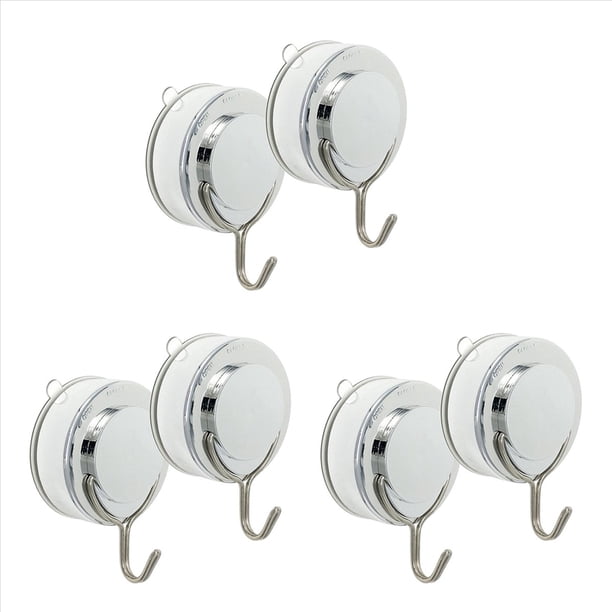 Gancho de Succión Paquete de 6 de Ventosa de Acero Inoxidable Al Vacío, Gancho para Toallas de Baño, Soportes Hasta 18 Lb Pared con Ventosa, Perchas Cocina y Baño