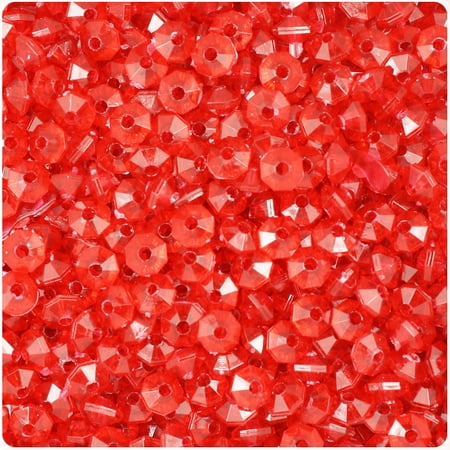 Red Coral Rondelle Beads - BeadTin Ruby Transparent 6mm Faceted Rondelle Craft Beads (1200pcs)