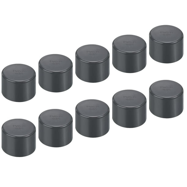 Tapón de extremo de tubo UPVC Uxcell de 1-1/4", paquete de 10, acoplamiento de grado de muebles en gris