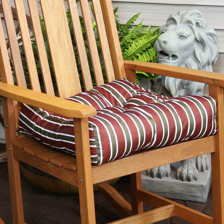 Sunnydaze Set of 2 Tufted Indoor Outdoor Square Patio Cushions Classic Red Stripe