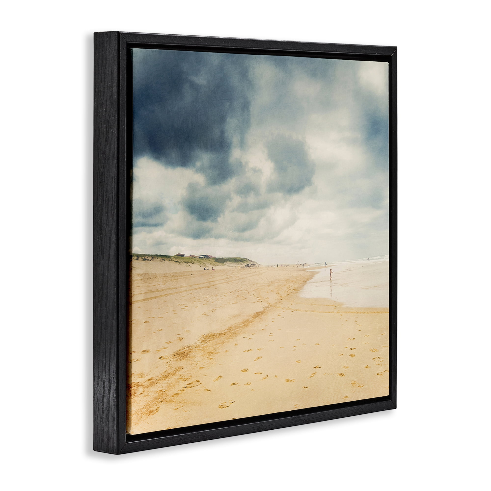 Stupell Industries Beach On A Cloudy Day Black Framed Floater Canvas Wall Art, design by Dirk Wüstenhagen