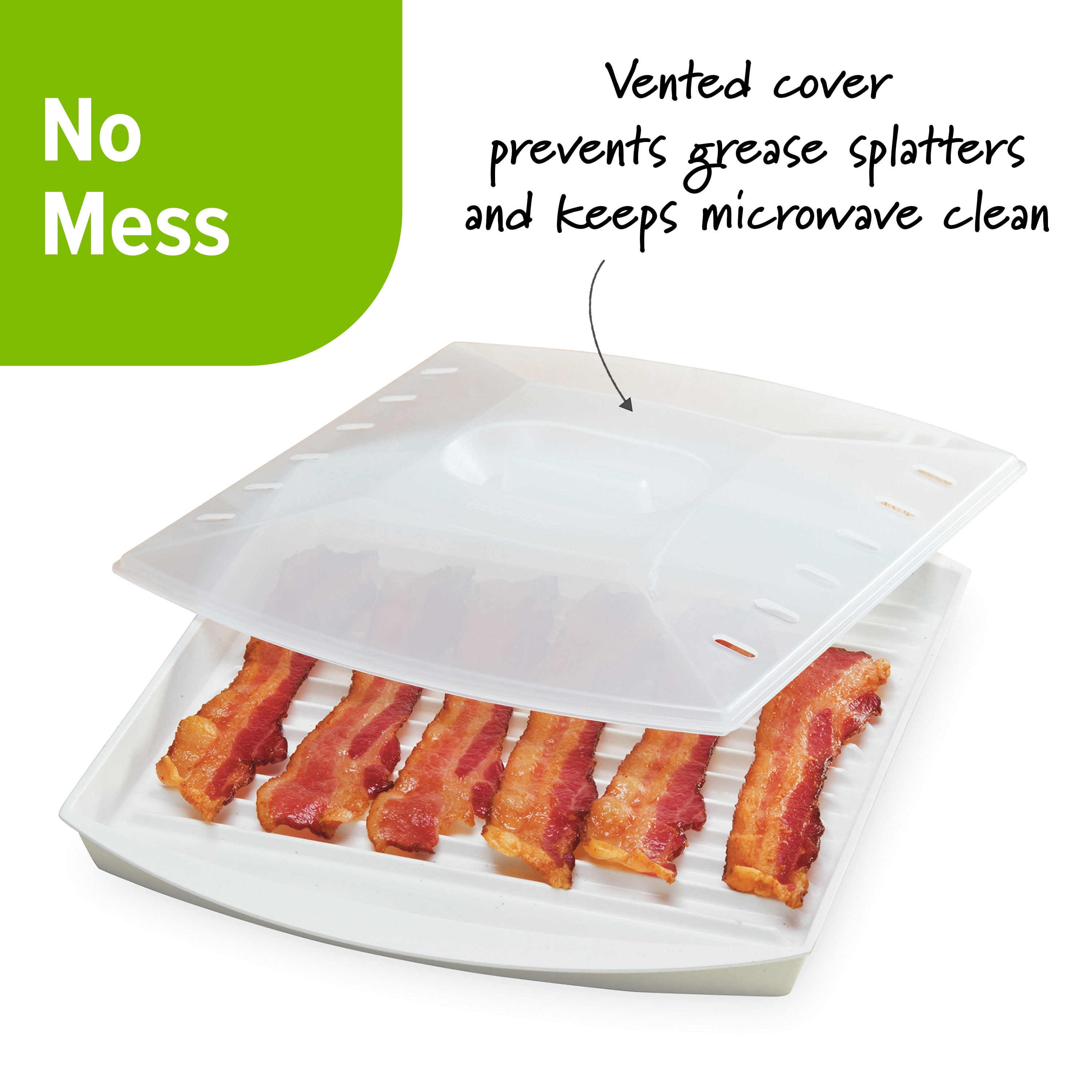 Microwave Bacon Tray with Splatter Lid, Safety, Quick and with No Mess –  1981Life
