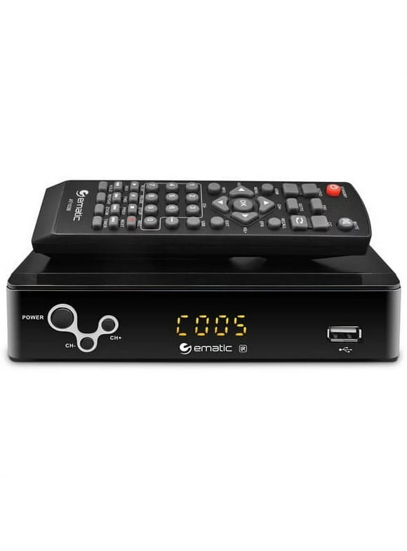 Ematic AT103B Digital Converter Box with LED Display and Recording Capabilities (Black)- New