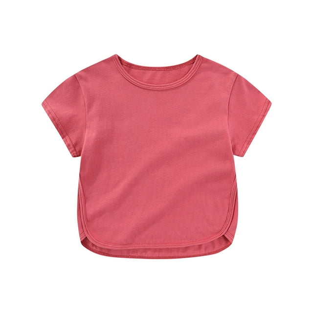 fatyb T-Shirts à Manches Courtes Col Rond pour Bébé Garçon Fille Coton Couleur Unie Été Tee Tops