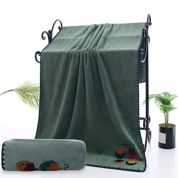 Qocolhg Ultra Soft 2 Pcs Cotton Towel Set, Contains 1 Bath Towels 28x55 inch, 1 Hand Towels 14x30 inch, 100% Cotton, Lighter Weight, Quicker to Dry, Super Absorbent, Clearance, Green(only Bath Towel)