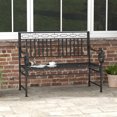 thumbnail image 2 of Outsunny 44" Garden Bench, Metal Park Bench with Decorative Backrest Black, 2 of 10