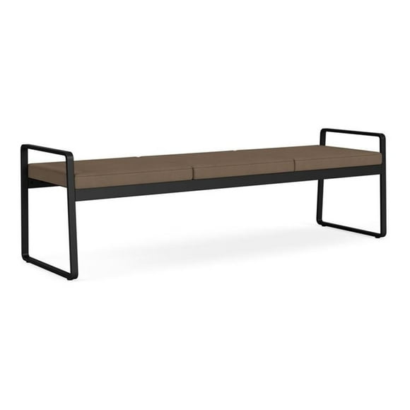 Banc 3 Places pour Réception Salle d'Attente Soins de Santé / Acier Noir / Brun