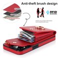 thumbnail image 4 of Suitable for iPhone 14 Pro Max, TPU inner shell shock-absorbing wristband, 360 ° rotating ring bracket, leather protected dual button cover - red, 4 of 4