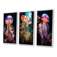 thumbnail image 3 of Designart "Pastoral Beauty with Luminescent Jellyfish IV" Animals Framed Wall Art Set Of 3 - Peach Jellyfish Frame Canvas Set For Living Room Decor, 3 of 7