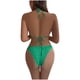 thumbnail image 5 of Traje de baño para mujer, bikini de color liso sin espalda con cordón y tirantes divididos, conjunto de tres piezas, trajes de baño para mujer, 5 of 5