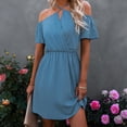 thumbnail image 4 of Vestido De Mujer, Moda Causal, Vestido Con Hombros Descubiertos, Color Puro, Cómodo Para El Verano, 4 of 6