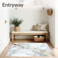 thumbnail image 3 of ODIKA 6'x9' Machine Washable Non-Slip Area Rug, Opulent Carrara Inspired Round with Metallic Gold Accent Veins High Traffic Rug, White, 87487, 3 of 7