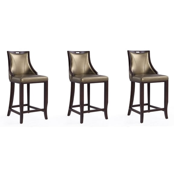 Manhattan Comfort Emperor 27" Faux Leather Counter Stool in Bronze (Set of 3)