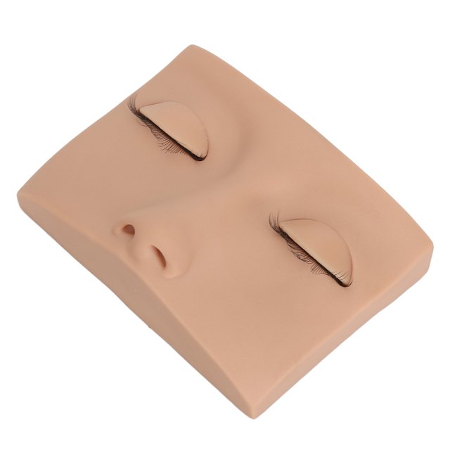 Lash Practice Mannequin Face, Silicone Lash Mannequin Head with Double Layers Replaced Eyelids for Makeup Pink,Skin Color,Brown