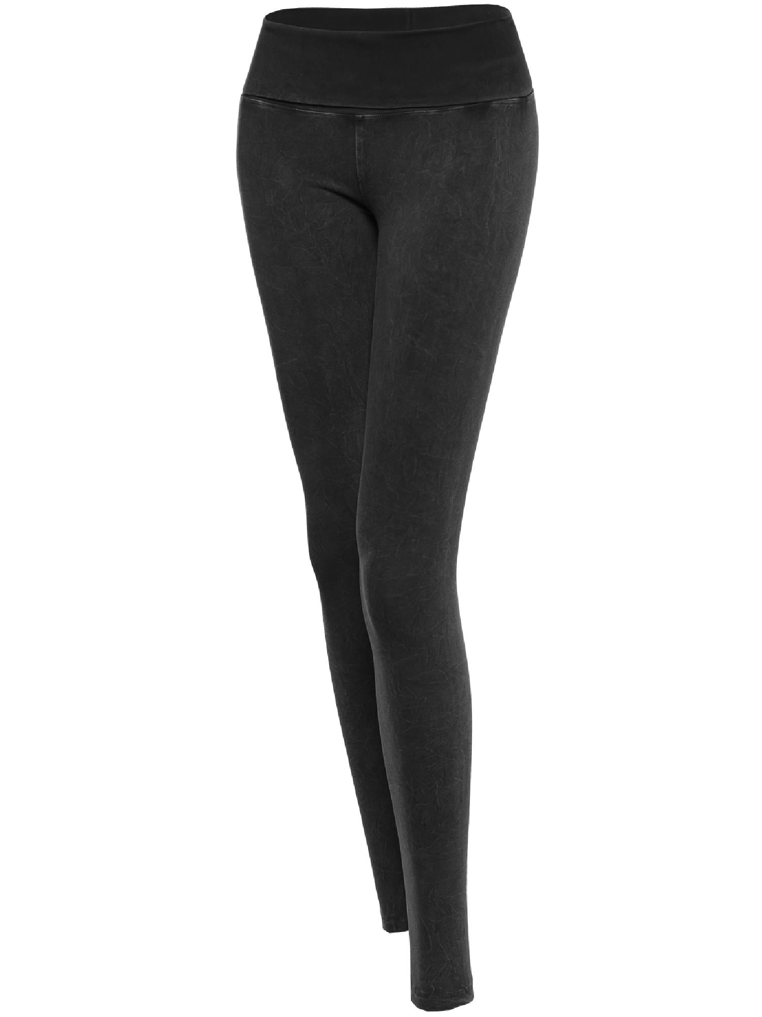 FashionOutfit Women's Acid Wash Fold Over Leggings