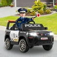 thumbnail image 2 of Honeyjoy Kids Ride on Police Car 12V 7A Battery Powered Cop Car with Remote Control Black, 2 of 10