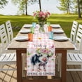 thumbnail image 4 of Table Runners 108 Inches Long Dress Scarves, Spring Pig Farmhouse Coffee/Dining/Kitchen Table Runner for Living Room, Butterfly Botanical Floral Pink Plaid 13x108 Inch, 4 of 9