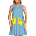 thumbnail image 1 of Easygdp Cute Ducky para Vestido Transpirable de Mujer, Vestido Suelto de Manga Corta con Pliegues y Bolsillos para el Verano, 1 of 7