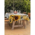 thumbnail image 2 of Farmhouse Sunflower Outdoor Tablecloth - 60x102 Inch Rectangle Dining Table Cover, Vintage Daisy Butterflies Gray Wood Waterproof Outdoor Table Cloth with Umbrella Hole & Zipper for Picnic/Patio, 2 of 7
