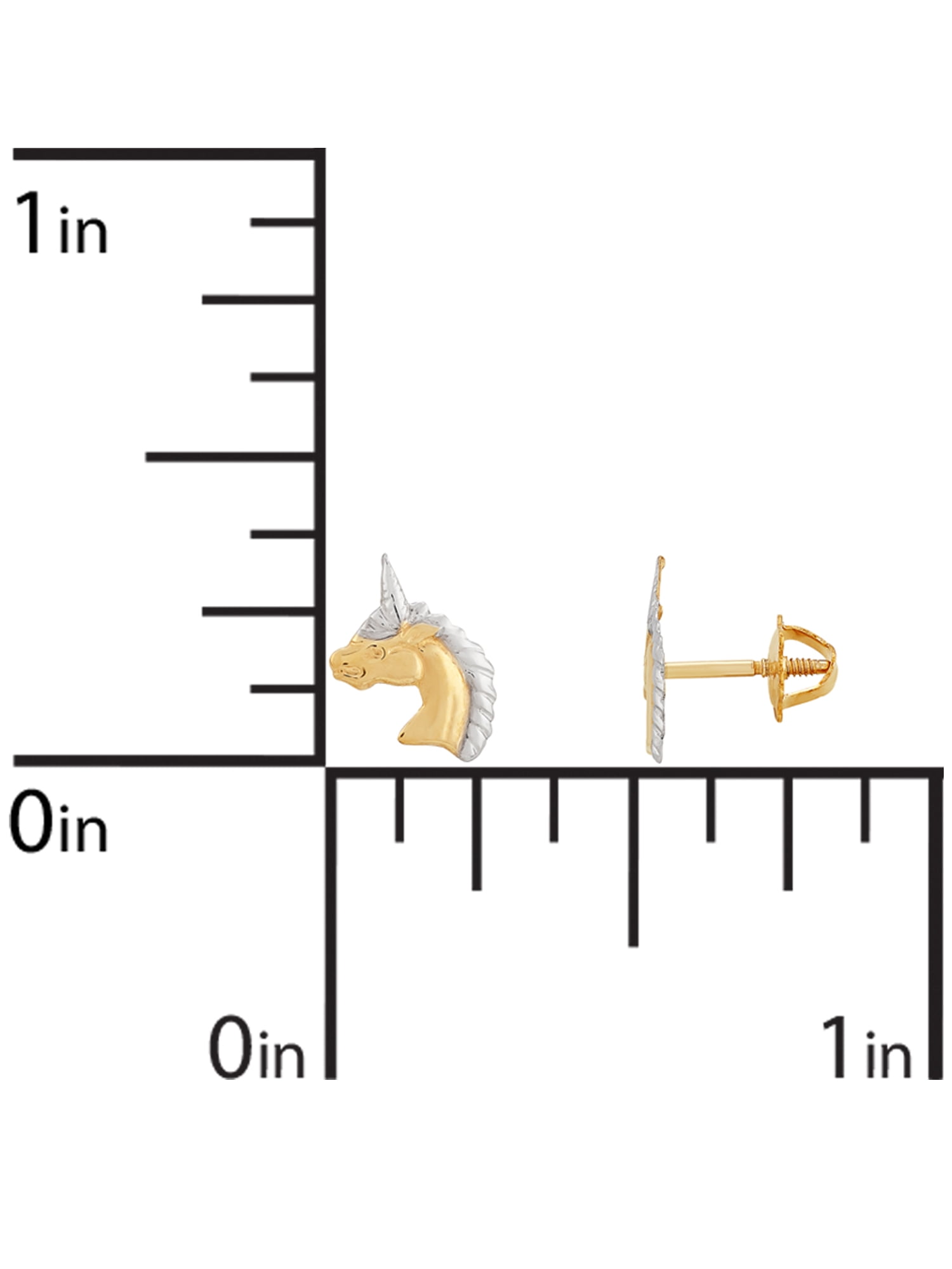Brilliance Fine Jewelry Girls 10K Yellow Gold with Rhodium Unicorn Earrings