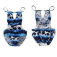 thumbnail image 1 of Aayomet Wave Pattern Summer Beach Sunscreen Swimsuit Girl Swimming Suit (B, 1-2 Years), 1 of 5