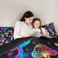 thumbnail image 5 of Feelyou Mystic Jungle Mushroon Queen Comforter Set for Child, Neon Plant Botanical Bedding Sets, Glitter Stars Print Reversible Bedding Comforter Set, Ultra Soft Home Decor, 3-Piece, 5 of 8