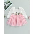 thumbnail image 2 of xiaxaixu Bambin Filles Princesse Robe à Manches Longues Tulle Patchwork Robe de Printemps avec Décor Floral, 2 of 8