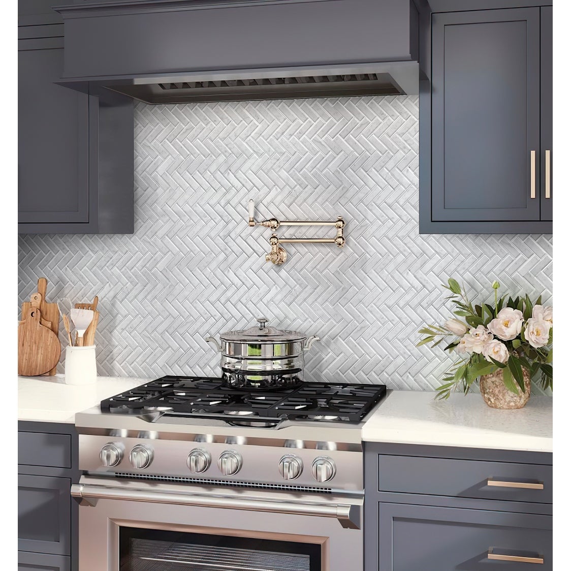 Apollo Tile 5 Pack White 11.9-in. x 12.8-in. Herringbone Polished ...