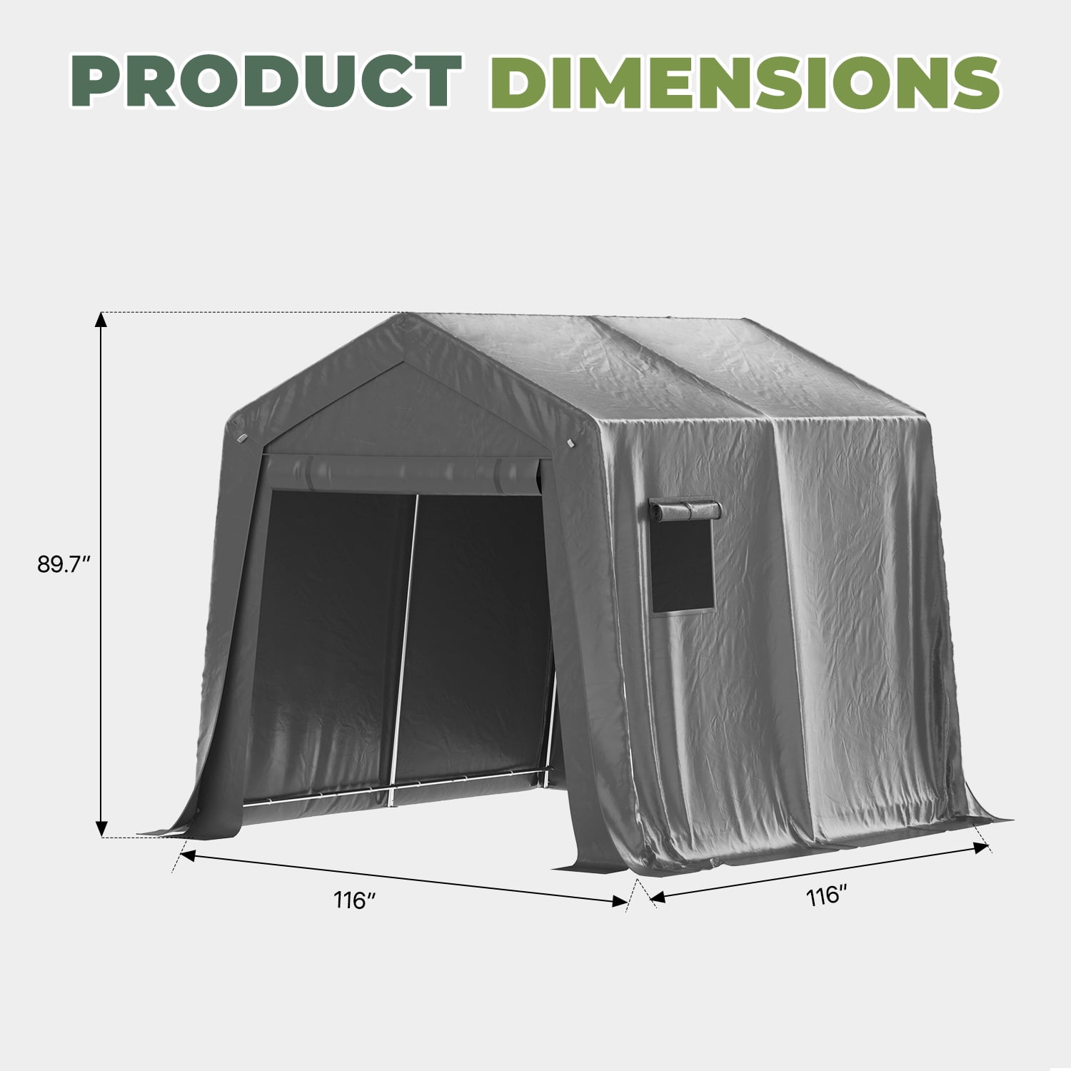 BaPiPro 10x10FT Grey Gable Top Carport, Multifunctional Outdoor Storage Shelter with All-Weather Metal Frame for Patio Vehicle Parking & Outdoor Gear Storage