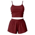 thumbnail image 5 of IMENGL Women's Pajamas Set Loungewear Solid Color Home Rib Strip Home Charming Sleepwear Onesises Pajama Sets for Women,Red, 5 of 5