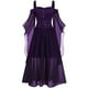 thumbnail image 5 of Vestido de mujer con hombros descubiertos, cuello barco de Halloween, manga de mosca para mujer, disfraz de bruja, disfraz de mujer, disfraz de vampiro de Halloween, 5 of 5