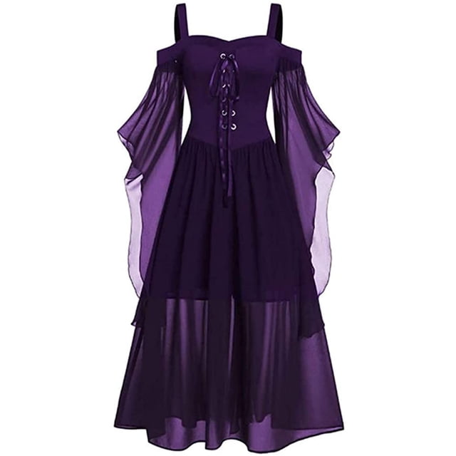 Ropa de vampiro de Halloween para Mujer, vestido con hombros descubiertos, conjunto de accesorios de disfraz de bruja para Halloween, Carnaval
