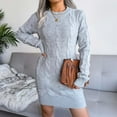 thumbnail image 4 of Fesfesfes Long Sleeve Dresses for Women Round Neck Bodycon Midi Dress Solid Color Knitting Pullover Dress, 4 of 6
