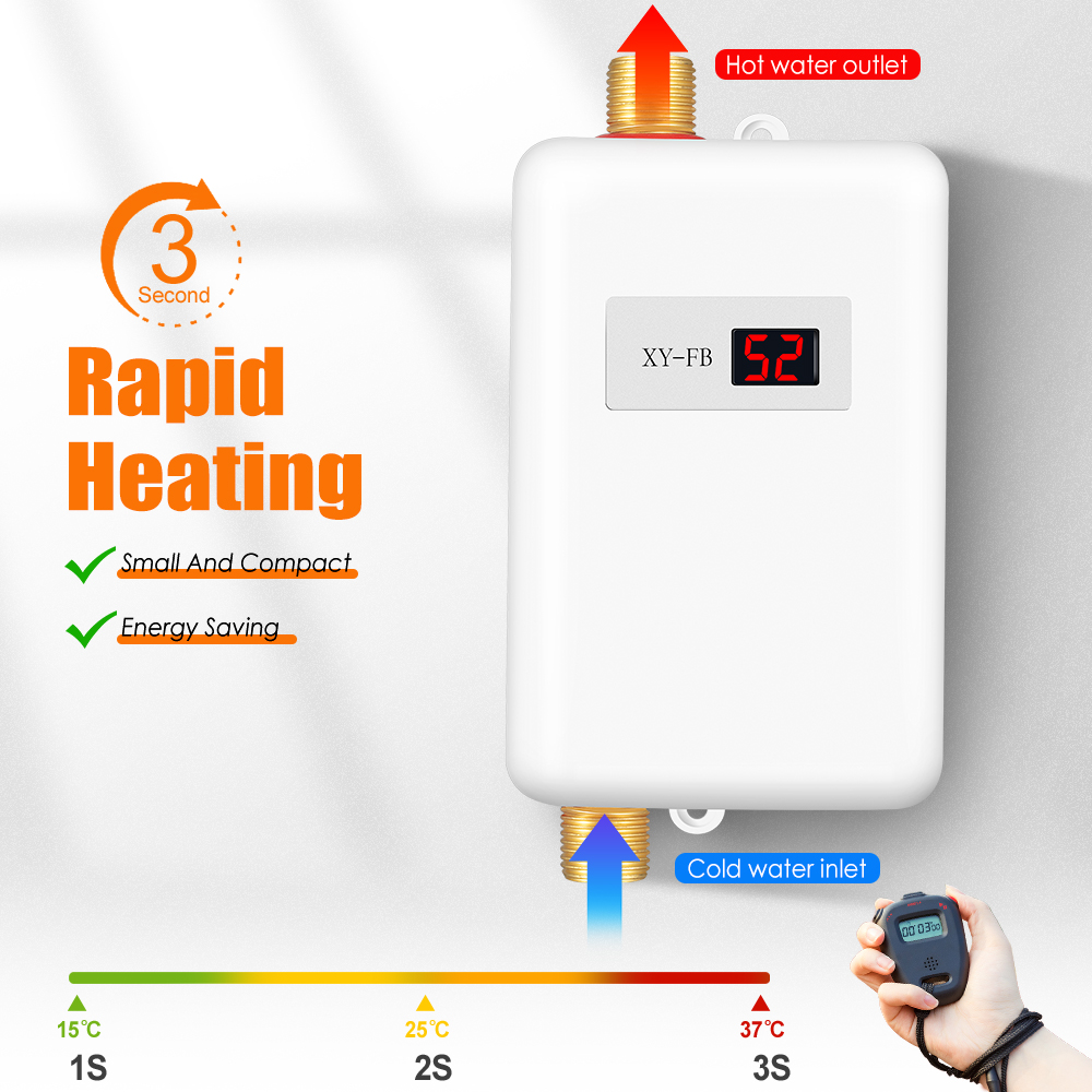 JahyShow 3000W Electric Tankless Instant Hot Water Heater for Bathroom Kitchen