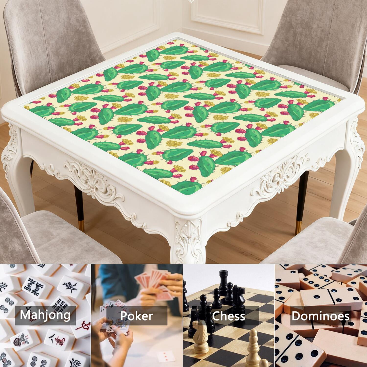 31.5x31.5 Square Plants Mahjong Pad Made of Premium Grade Rubber with Anti-Slip Surface Texture and Noise Dampening Properties for Board Games Card Games and Tiles
