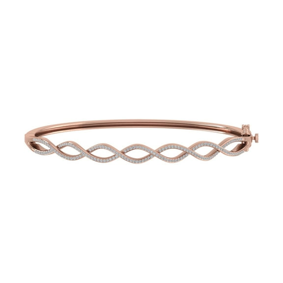 1/2 Carat Twisted Diamond Bangle Bracelet in 10K Rose Gold