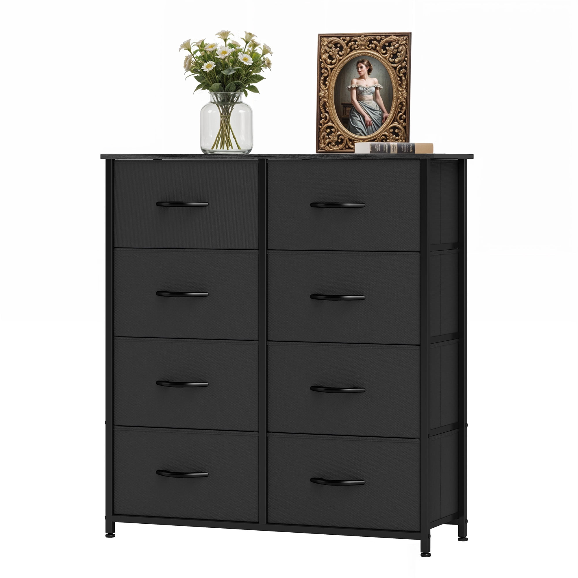 Uforic 8 Drawer Dressers for ,Chest of Drawers Fabric Storage Dressers for Living Room Black