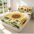 thumbnail image 2 of Erosebridal Cute Bee Zipper Twin Comforter Sets with Fitted Sheet and 2 Pillowcases,Dreamy Sunflower Floral Zipper Bedding Set,Beige Yellow,Light Gray Reversible,4pcs, 2 of 8