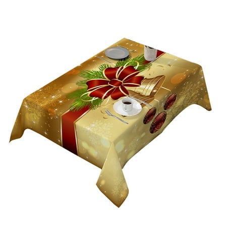 

Viugreum Christmas Rectangular Tablecloth | Merry Christmas Theme Table Chair Cover Protection | Waterproof Oil-proof Polyester Table Decoration for Dinner Party Supplies