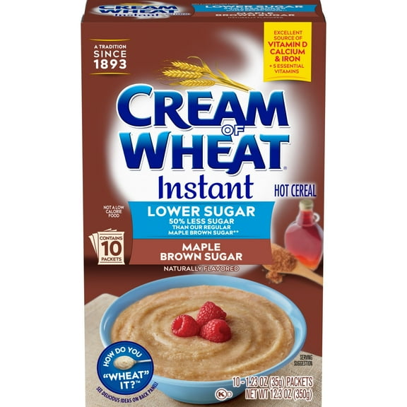 Cream of Wheat AJH3 Instant Lower Sugar Maple Brown Sugar, 12.3 Ounce, 10 Packets