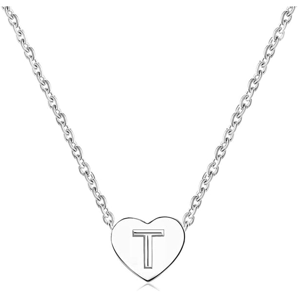Mujeres niñas plata pequeño amor corazón letra inicial collar alfabeto AZ nombre personalizado colgante gargantilla collares MFZFUKR LRWJ200-20