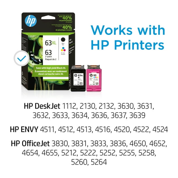 HP 63XL Black High-Yield 63 Tri-Color Ink Cartridges 2-Pack - Walmart.com