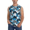 thumbnail image 2 of Lsque Sea Turtle Life Print Men's Cotton Blend Sleeveless Muscle Shirts (S-3XL)- Moisture Wicking, Odor Protection, UPF 30+,XX-Large, 2 of 8