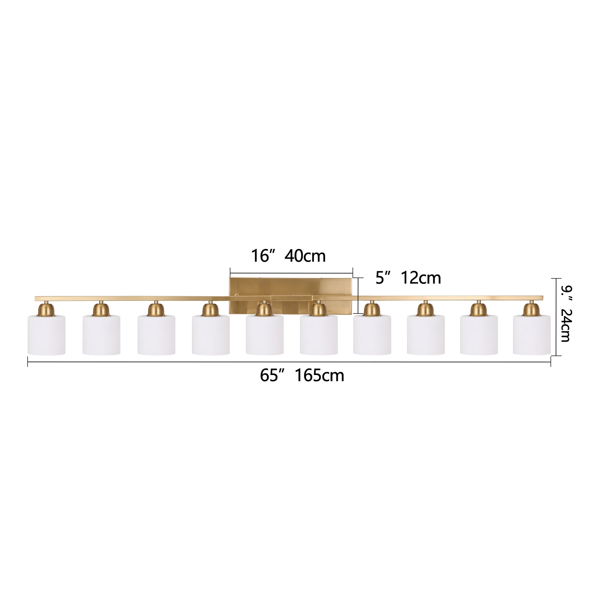 Miniyam 65 in 8 Light Gold Vanity Light for Bathroom, Wall-Mounted Fixtures Over Mirror, E26, No Bulbs Included