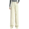 thumbnail image 2 of ClodeEU Women's High Waist Baggy Straight Leg Jean Pant,Casual Trendy Denim Pant Beige,Womens Plus L, 2 of 4