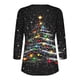 thumbnail image 4 of Puntoco Blusa informal de cuello redondo con mangas 3/4 cortas y estampado a la moda para mujer, 4 of 5