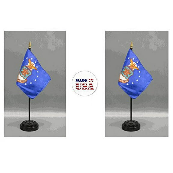 Made in the USA. 2 United States Air Force 4"x6" Miniature Desk & Table Flags Includes 2 Flag Stands & 2 USAF Small Mini Stick Flags