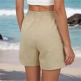thumbnail image 4 of Inglocry Linen Shorts Women Casual Wide Leg High Waisted Summer Shorts Comfy Elastic Waist Beach Shorts with Pockets Khaki 2XL, 4 of 5